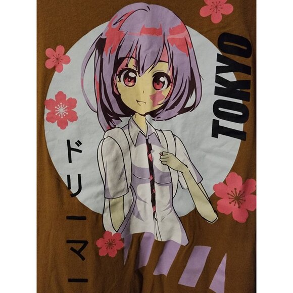 Social Scene Women's T-shirt Pullover Anime Tokyo Girl Brown Size Large - Picture 3 of 6